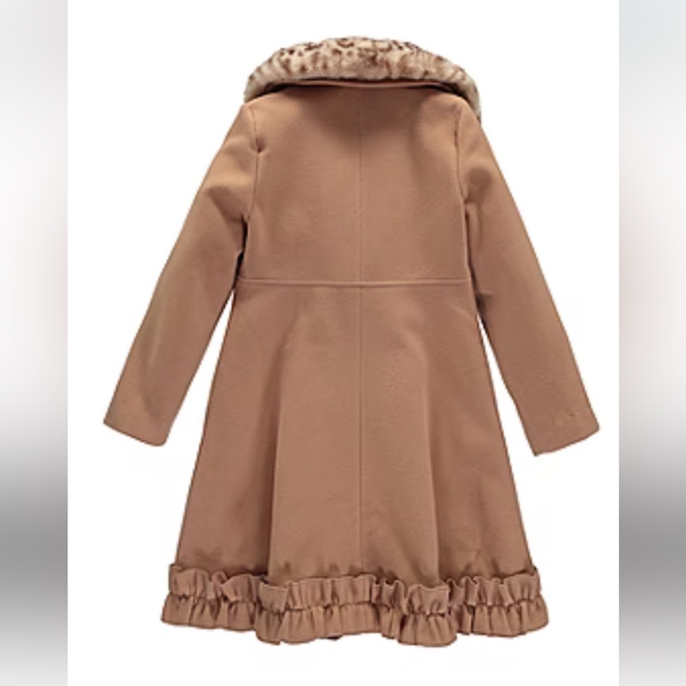 NWT Rothschild Big Girls Detachable Faux Fur Ruffle Trim Coat -10/12, 14, 16 - Picture 2 of 2